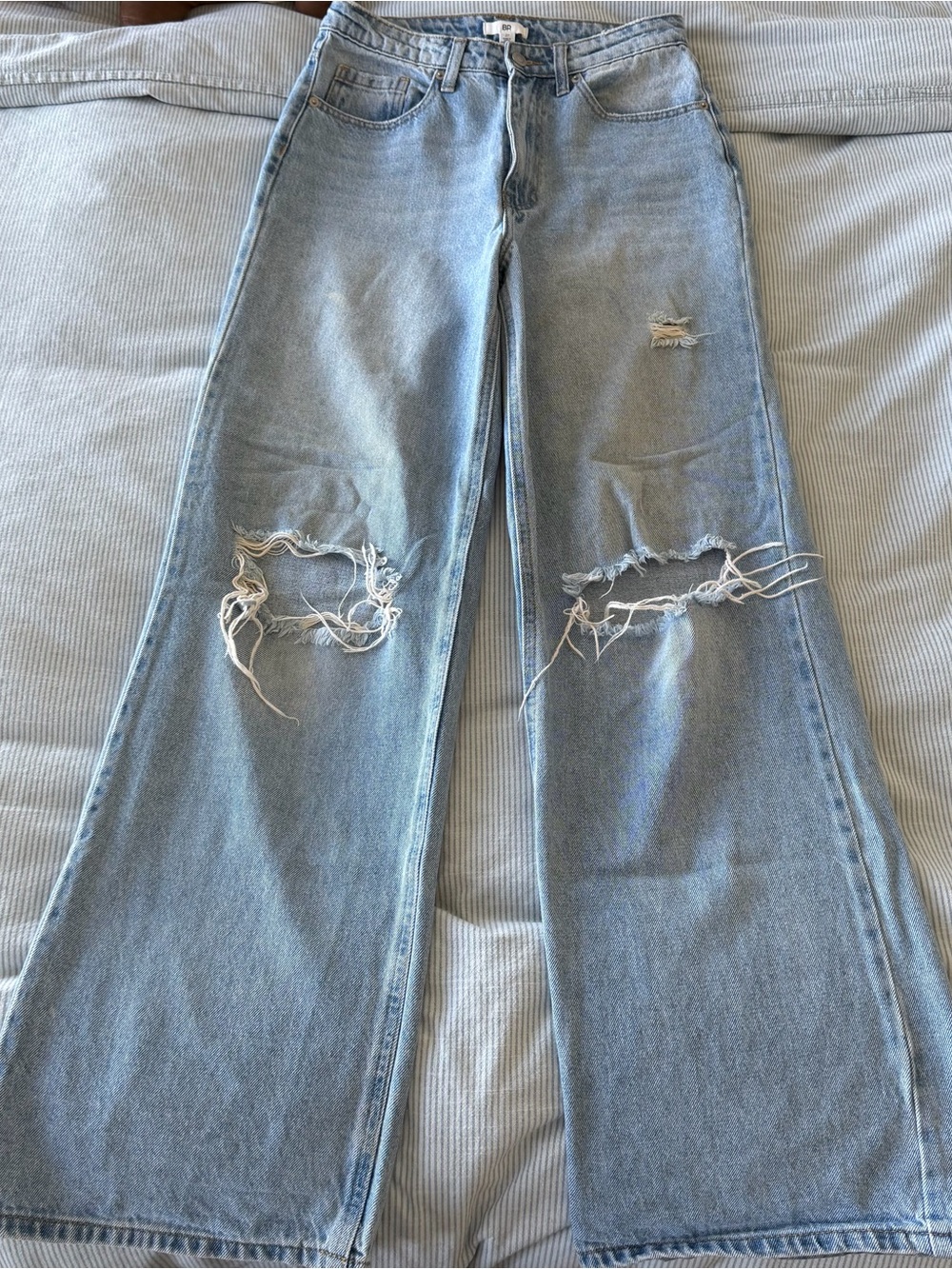 BP Wide Leg Distressed Light Blue Jeans